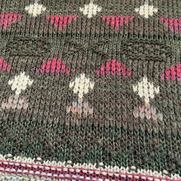 Vintage Bugle Boy Sweater Red Brown Cosby Fair Isle Grandpa Mens Large - Picture 7 of 8